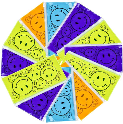 ArtCreataivity Smile Face Pencil Cases, Set of 12, Pencil Holders for Kids in 4 Different Colors, Kids’ Stationery Cases for Back to School Supplies, Emoji Party Favors for Children