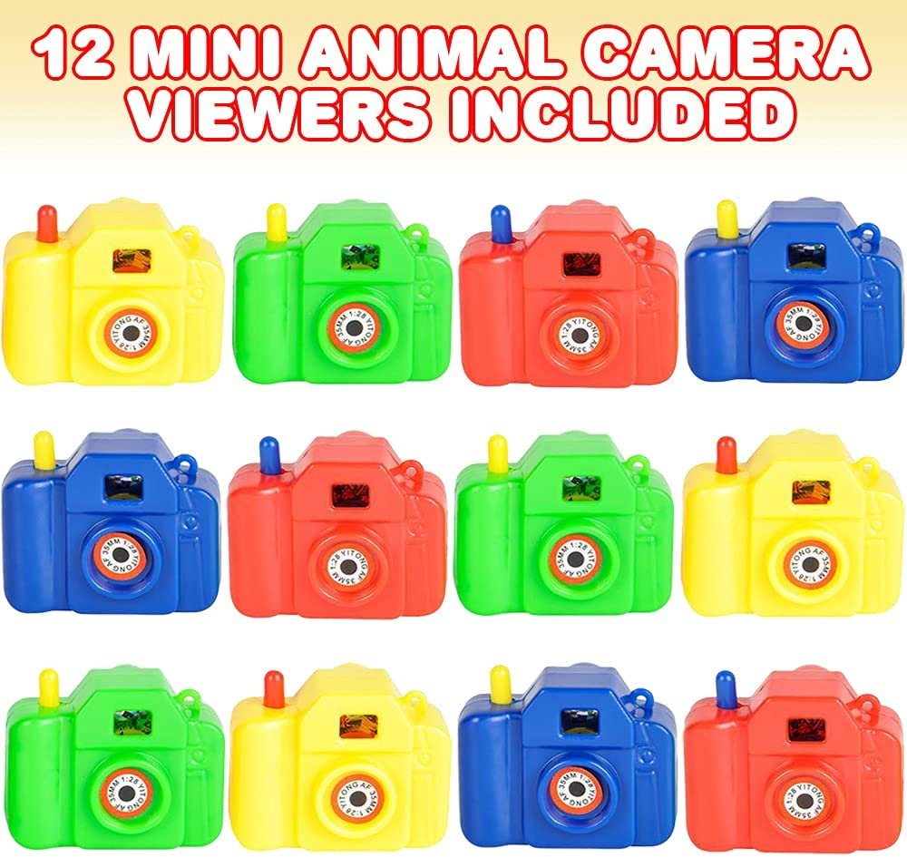 ArtCreativity Mini Plastic Animal Camera Viewers, Set of 12, Children’s Pretend Play Prop with Images in Viewfinder, Fun Birthday Party Favors, Goodie Bag Fillers, Holiday Prize for Boys and Girls