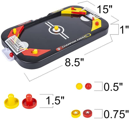 Gamie 2 in 1 Sports Tabletop Game for Kids, Soccer and Hockey Table Game for Indoor Fun, Includes Pucks, Balls, and Strikers, Fits on Table or Floor for Hours of Action-Packed Play