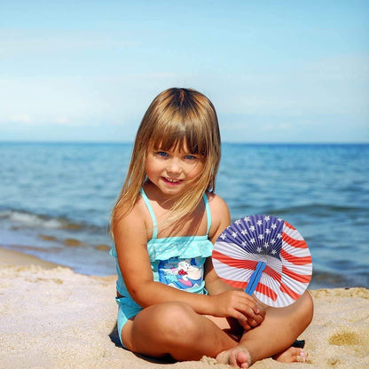 ArtCreativity Stars and Stripes Folding Fans, Pack of 12, Fourth of July Party Favors and Supplies, 10 Inch Handheld Foldable Fans, Red, White, and Blue Patriotic Party Decor