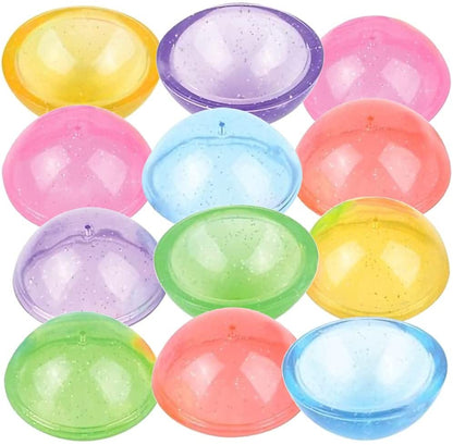 ArtCreativity Jumbo Glitter Poppers, Set of 10, Pop-Up Half Ball Toys in Assorted Glittery Colors, Old School Retro 90s Toys for Kids, Birthday Party Favors, Goodie Bag Fillers for Boys and Girls