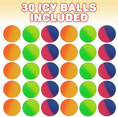 ArtCreativity ICY Bouncy Balls for Kids, Set of 30 Bouncing Balls, Frosty Look and Extra-High Bounce, Frozen Birthday Party Favors, Goodie Bag Fillers, Fun Assorted Colors