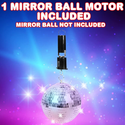 ArtCreativity Disco Ball Motor with Switch, Battery Powered Spinning Mirror Ball Motor For Hanging Disco Balls, Easy to Hang, Spins Smoothly, Great for Parties & Events, (Mirror Ball Not Included)