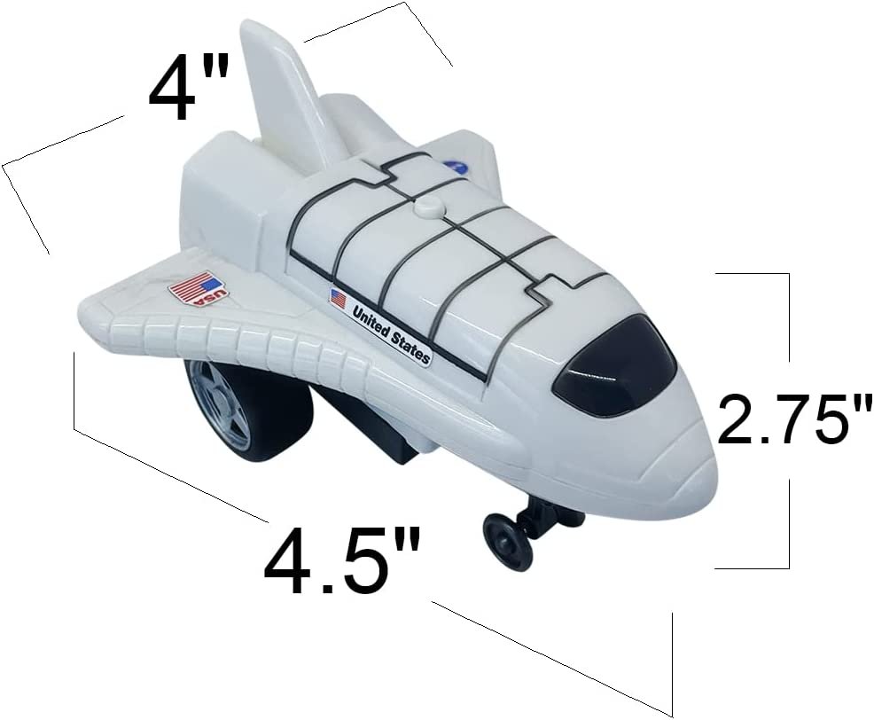 Light Up Space Shuttle Toys, Battery Operated Spaceship Toy with LEDs, Sound, and Push and Go Motion, NASA Toys Outer Space Shuttle Toy Gifts for Boys and Girls, Set of 3,