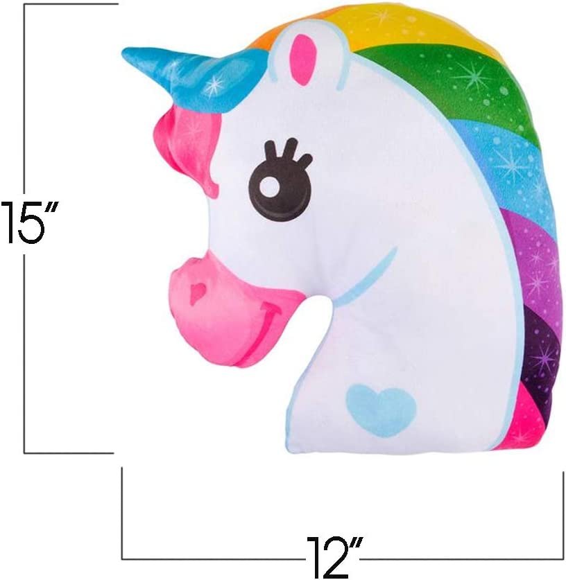 15" Unicorn Magical Plush Pillow - Soft and Cuddly Rainbow Color Pillow for Kids - Home Decor, Birthday Party, Room Decors