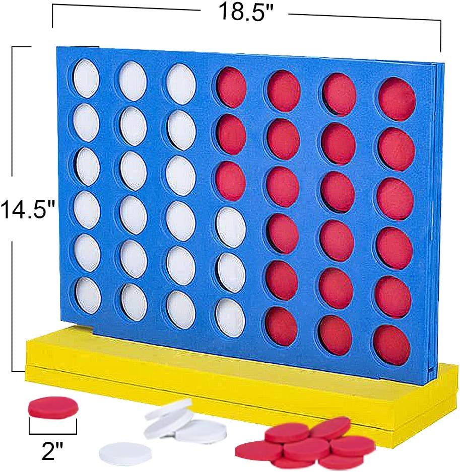 Gamie Jumbo Four in a Row Game, Durable Foam 4 in a Row Game with 42 Disks, Fun Indoor Game Night Games for Kids and Adults, Educational Learning Game for Children, 18.5 x 14.5