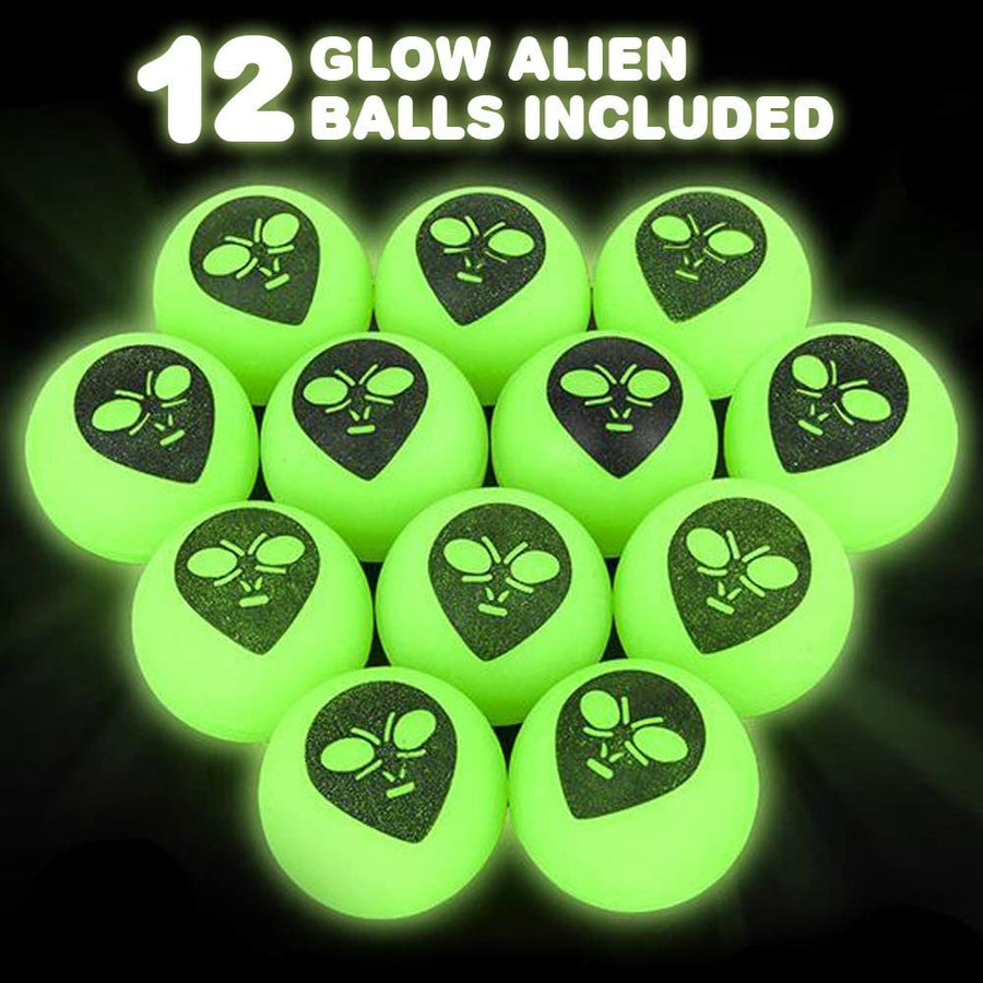 ArtCreativity Glow Alien Bouncing Balls - Bulk Pack of 12 – 1.75 Inch High Bounce Bouncy Balls for Kids, Glowing Party Favors and Goodie Bag Fillers for Boys and Girls