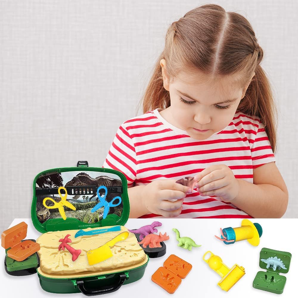 Color Play Dough Toys for Kids 3+, Dinosaur World Playdough Set, w/ Tool  Cutters Molds, Creativity Party Dough Toys, Birthday Christmas Gift for  Boys Girls 