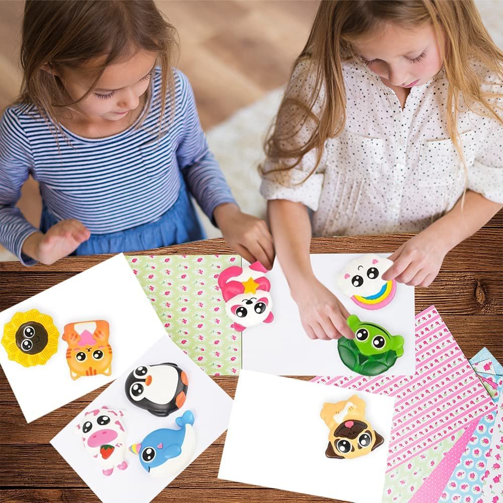 Jumbo Squish Stickers, Set of 12, Slow Rise Kids’ Stickers, Assorted Designs, Children’s Scrapbooking Supplies, Animal Party Favors, for Gift Wrap, Photo Albums, Diary Decorations