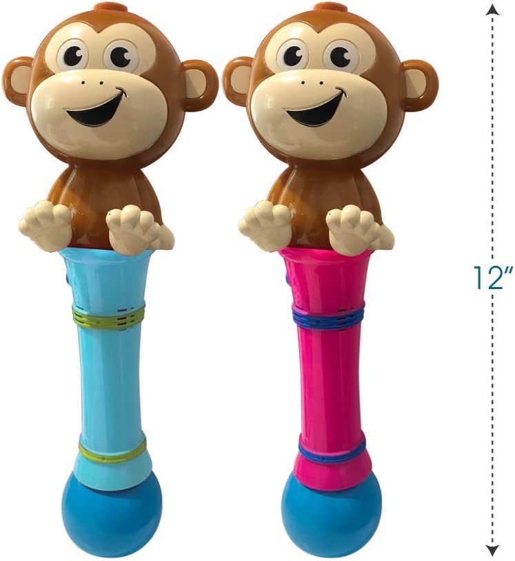 ArtCreativity Light Up Monkey Bubble Blower Wand - 12 Inch Illuminating Bubble Blower with Thrilling LED Effects, Batteries and Bubble Fluid Included, Great Gift Idea, Party Favors - Assorted Colors