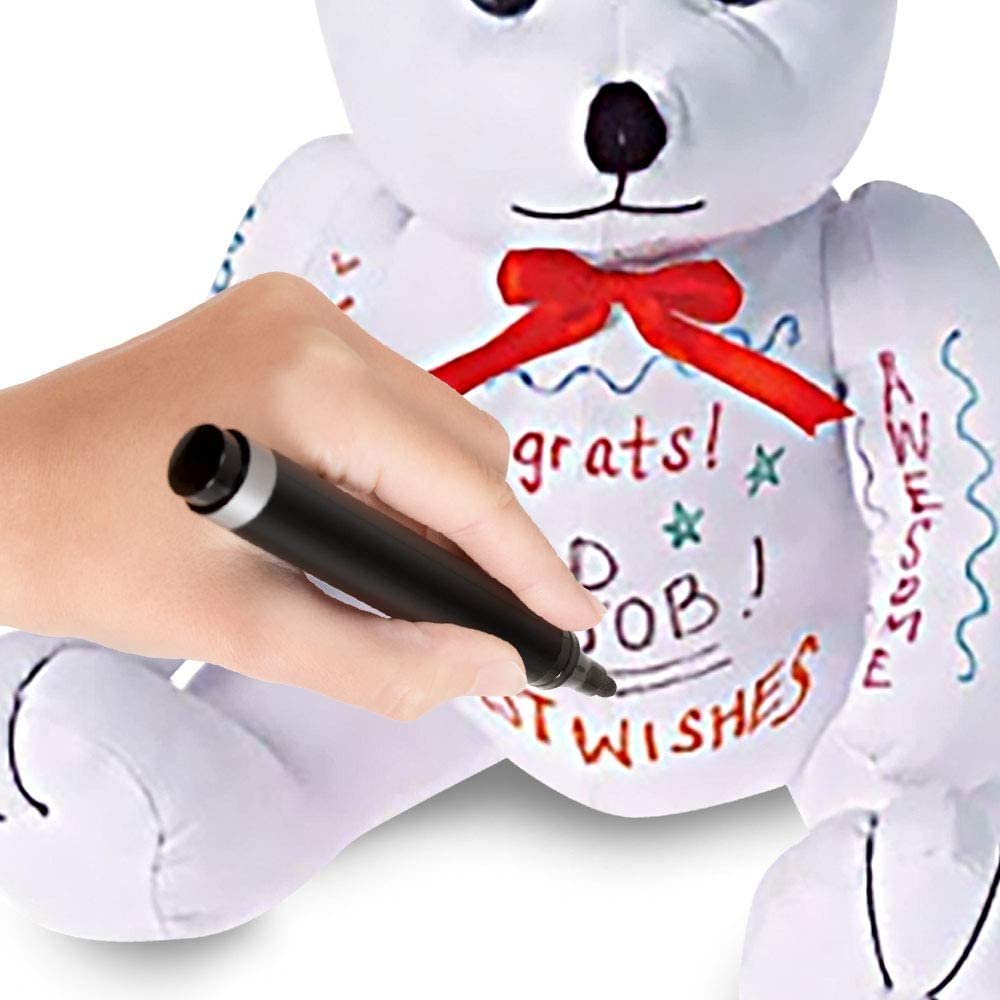 ArtCreativity Plush Autograph Teddy Bear, 1 Piece, Graduation