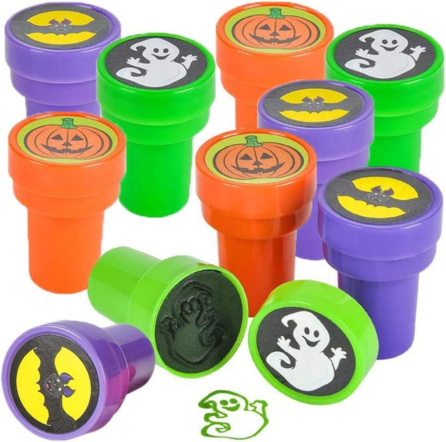 Halloween Stampers for Kids, Pack of 24 Assorted Pre-Inked Stampers, Best for Halloween Party Favors, Goodie Bag Fillers, Non-Candy Halloween Treats, Trick or Treat Supplies