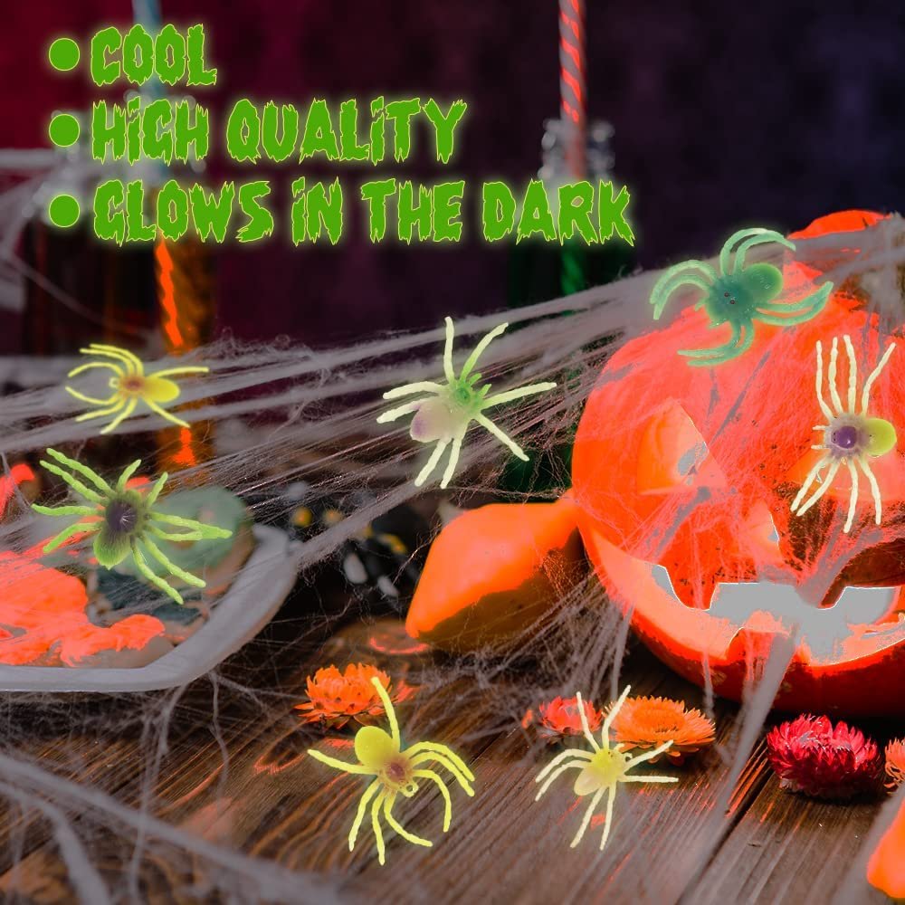 ArtCreativity Glow in the Dark Spiders, Set of 12, Cool Glowing Toys for Boys and Girls, Glowing Birthday Party Favors and Goodie Bag Stuffers for Kids
