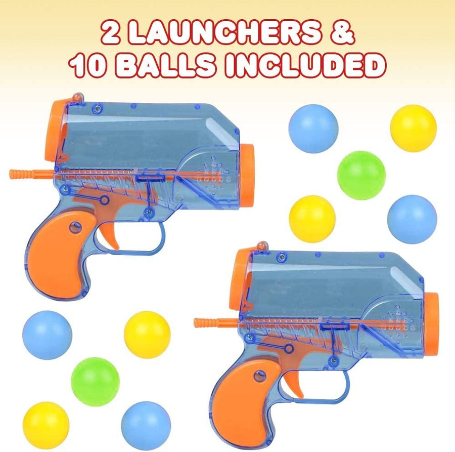 5" Ball Launchers, Set of 2, Each Set with 1 Toy Blaster Gun and 5 Plastic Balls, Cool Shooting Toys for Kids, Fun Toys for Outdoors, Indoors, Yard, Camping, Best Birthday Gift Idea