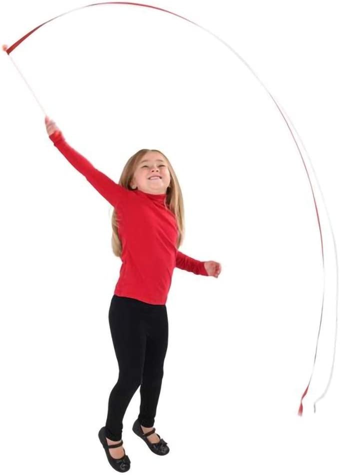 Rainbow Dance Ribbon Streamers for Kids, Set of 12, Twirling Ribbons for Dancing, Marching Band, Exercise, Pretend Play, Gymnastics Party Favors, Dance Party Decorations