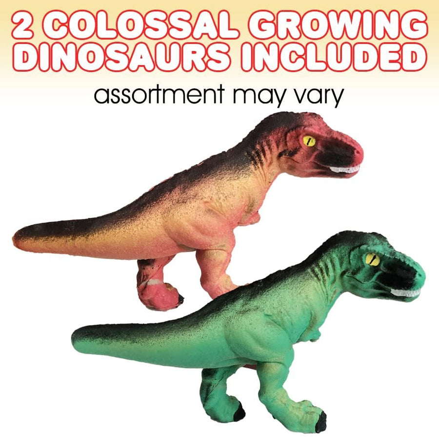 Colossal Growing Dinosaurs, Set of 2, Dinosaur Water Growing Toys That Become 3X Big, Dinosaur Party Favors and Decoration Supplies, STEM Toys for Boys and Girls