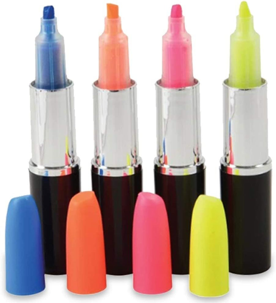 Lipstick Shaped Highlighters for Kids, Set of 8, Assorted Colors, Cute Back to School Supplies, Stationery Party favors for Boys and Girls, Fun Office Gifts, Teacher Rewards