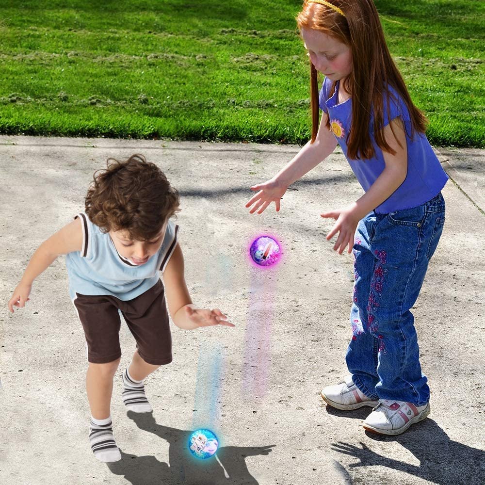 Light Up Bouncy Balls for Kids, Set of 12, LED Bouncing Balls with Floating Glitter and Cool Pictures, Galaxy and Space Birthday Party Favors, Pinata Fillers, Fun Assorted Colors