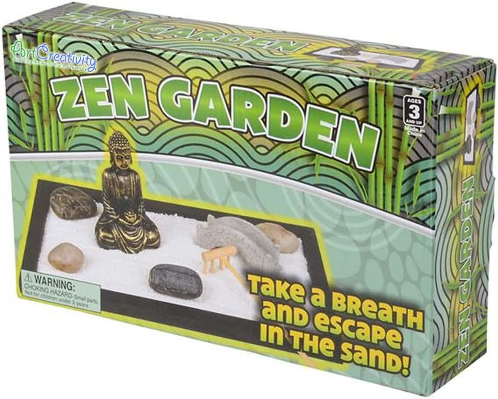 ArtCreativity Mini Zen Garden with Buddha Statue, Rake, Sand, Bridge and Rocks - 11 Inch x 6.5 Inch - Home, Office Desk, and Living Room Table Top Decor - Stress Reliever, Meditation, Relaxation Gift
