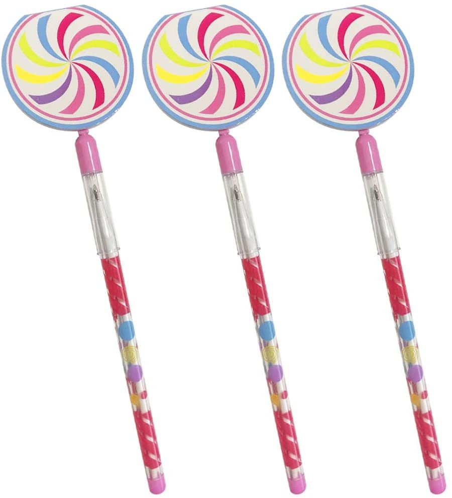Pens for Kids with Candy Memo Pads, Set of 3, Lollipop Shaped Stationery for Kids, Great as Stocking Stuffers, Goodie Bag Fillers, Classroom Prizes, and Teacher Awards