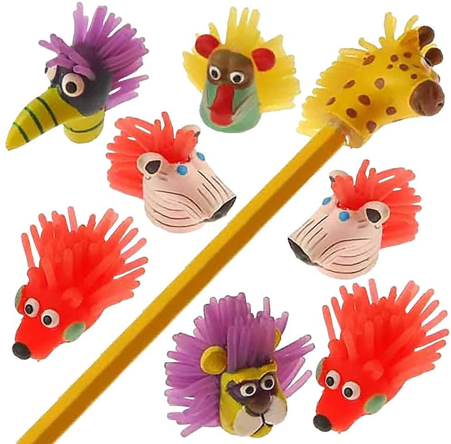 Wild Animal Pencil Toppers, Set of 12, Animal Party Favors and Classroom Prizes for Kids, Great Back to School Gifts for Boys and Girls, Durable Animal Pencil Tops