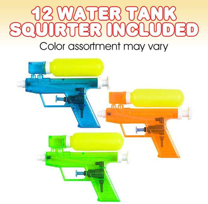 ArtCreativity Water Tank Water Squirters, Pack of 12, Assorted Colors Water Squirt Toy Guns for Swimming Pool, Beach and Outdoor Summer Fun, Cool Birthday Party Favors for Boys and Girls