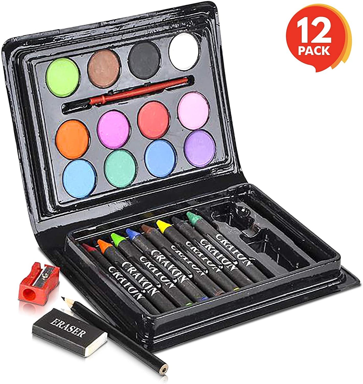 Mini Art Sets for Kids - Pack of 12-23-Piece Kits with Watercolors