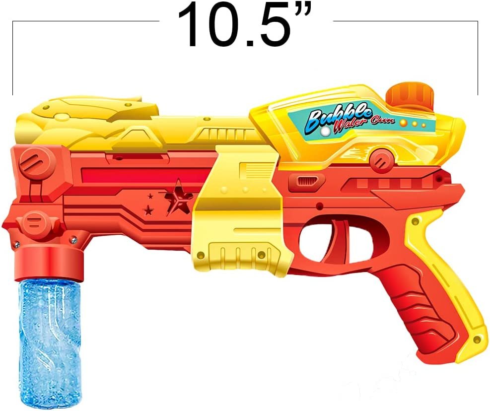 2 in 1 Water and Bubble Gun, Dual-Function Water Squirt Gun with Bubble Fluid, Friction Powered Bubble Machine Gun, Summer Toys for Kids, Great Gift for Boys and Girls