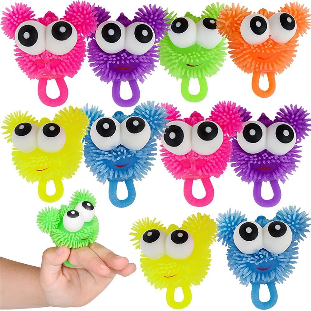 ArtCreativity Mini Animal Puffer Rings, Set of 12, Toy Rings for Girls and Boys with Soft Rubbery Spikes, Stress Relief Toys for Kids and Adults, Party Favors and Goodie Bag Fillers for Children