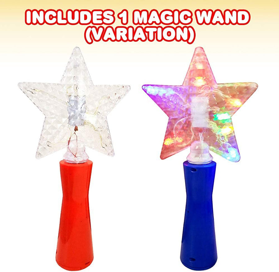 10" Light Up Star Magic Wand for Kids - Magical Fairy Princess Costume Prop, Toy for Girls - Multi-Color Flashing LEDs - Batteries Included - Red