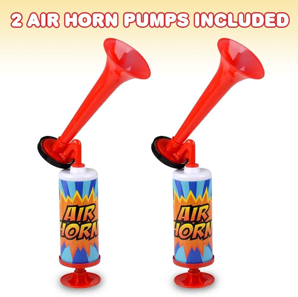 ArtCreativity Air Horn Pump, Set of 2, 14 Inch Noisemakers for Sporting Events, Parties, Celebrations, Fun Birthday Party Favors and Goodie Bag Fillers for Kids and Adults