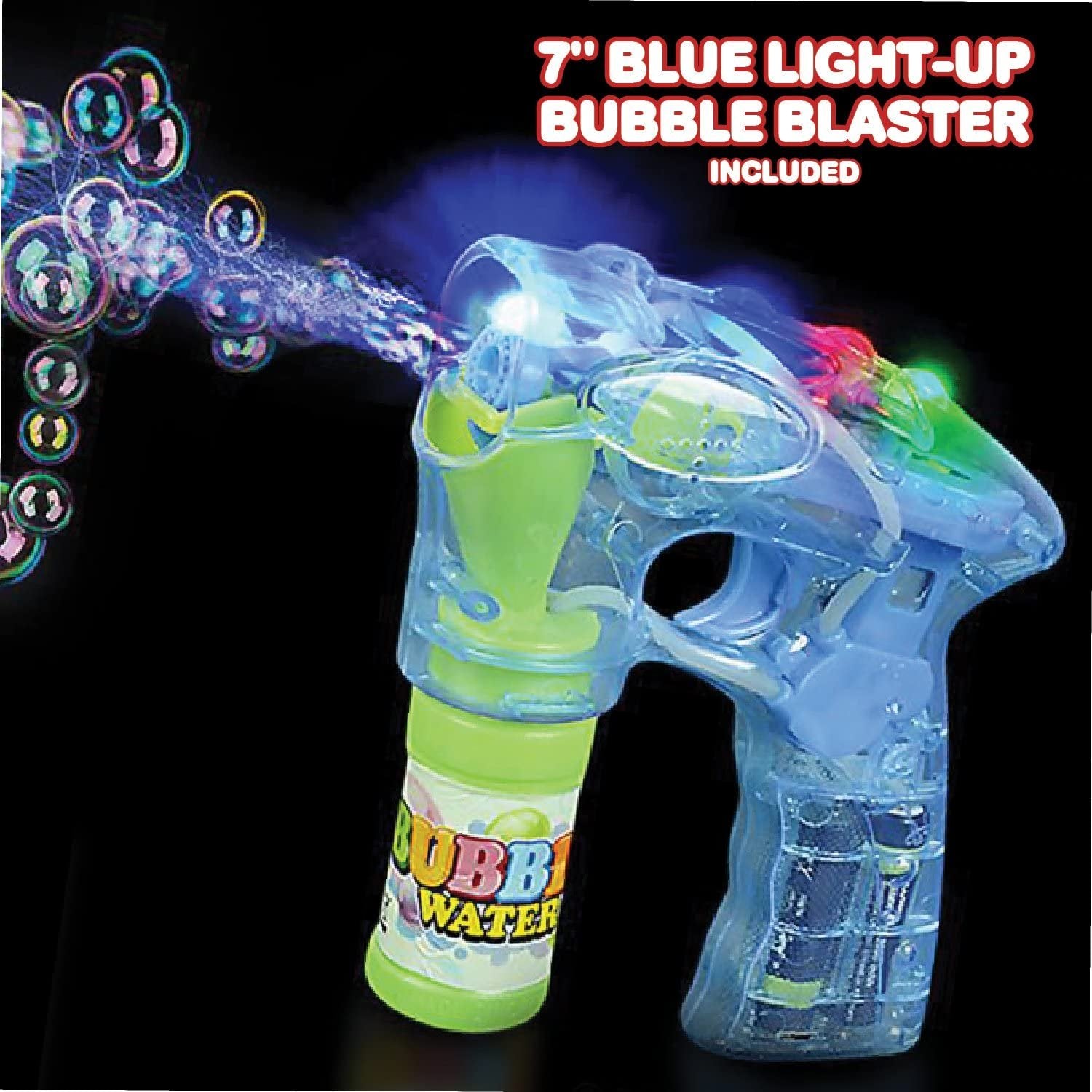 3 LED Light Up Bubble Guns with Sound Includes 6 Bottles of