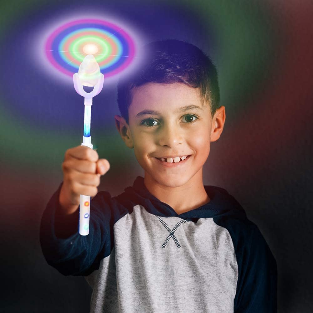 ArtCreativity Light Up White Swivel Spinner Wand, LED Spin Toy for Kids with Batteries Included, Great Gift Idea for Boys and Girls, Fun Birthday Party Favor, Carnival Prize