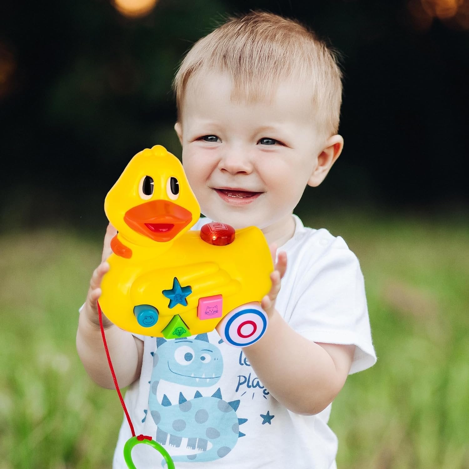 Musical Walking Duck Pull Toy - Yellow Duck Toy for Kids - Toddler Pull Toy Duck with Lights, Animal Sounds, and Music - Helps Teach Colors, Sounds, and Shapes - Gift for Kids 3 and Up