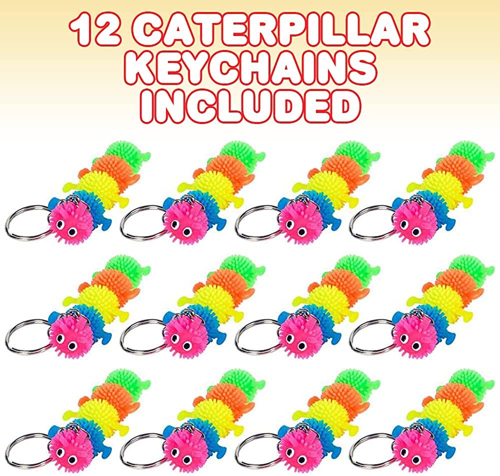 Rubber Puffer Caterpillar Keychains for Kids, Set of 12, Key Chains wi ·  Art Creativity