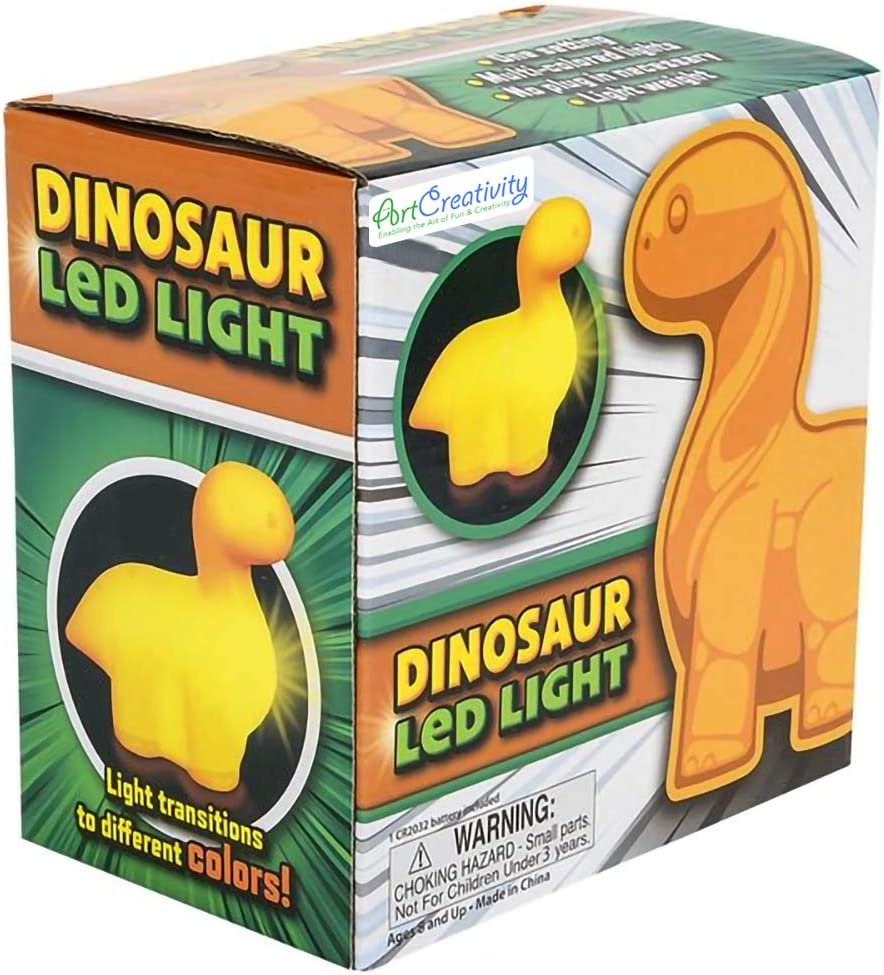Color Changing Apatosaurus Dinosaur LED Lamp, Night Light Cycles Through 6 Awesome Colors, Battery-Operated Decorative Light for Kids, Bedroom Decor Nightlight for Boys and Girls
