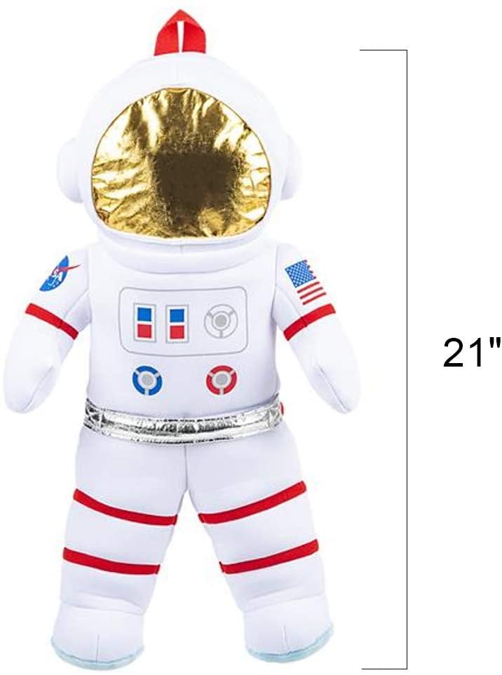 Plush Astronaut Backpack for Kids, Space Themed Bag with Adjustable Straps and Zipper, Cool Astronaut Costume Accessories for Boys and Girls, Great Space Gift Idea