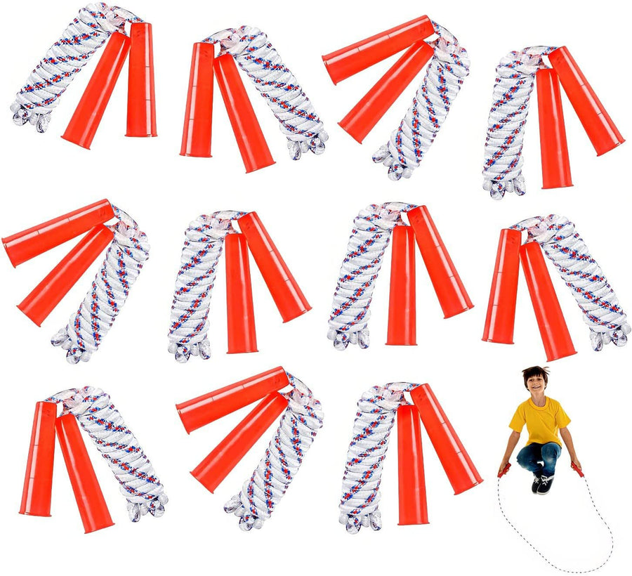 84" Nylon Ropes for Kids - Pack of 12 - Durable Jump Ropes with Plastic Handles - Healthy Indoor and Outdoor Skipping Activity, Party Favors, Gifts for Boys and Girls