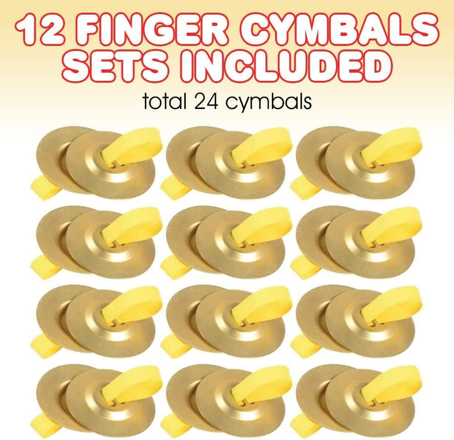 Finger Cymbals Party Noise Makers, 12 Pairs, Kids’ Percussion Instruments for Preschool Classroom, Belly Dancing Outfit Accessories, Fun Birthday Party Favors and Goodie Bag Fillers