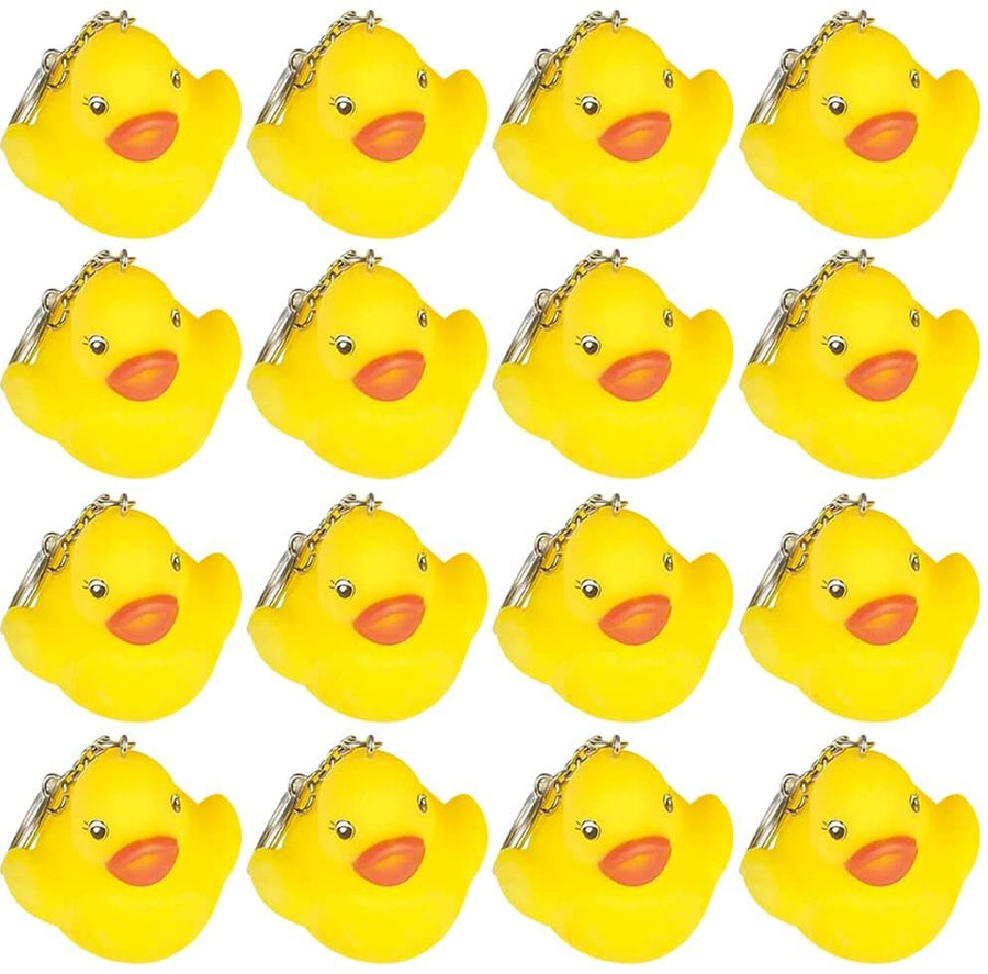 Ducky Keychains for Kids, Set of 12, Key Chains with Yellow Duck, Accessories for Keys, Backpack, or Pocket Book, Keyholder Birthday Party Favors, Carnival Party Favors for Children