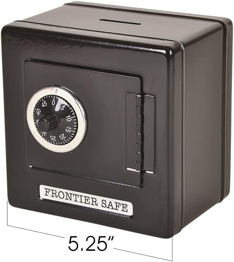 Frontier Combination Safe Coin Bank for Kids and Adults, Fun Money Savings Piggy Bank with Coin Slot and Functioning Dial, Great Birthday Gift for Boys and Girls