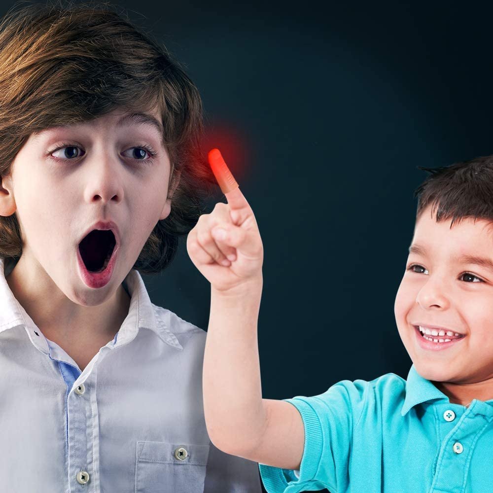 Light-Up Glow Fingers Set, 12 Pairs, Magic Finger LED Toys for Kids with Batteries, Fun Magician Trick Props for Boys and Girls, Fun Gag Toys and Birthday Party Favors for Children