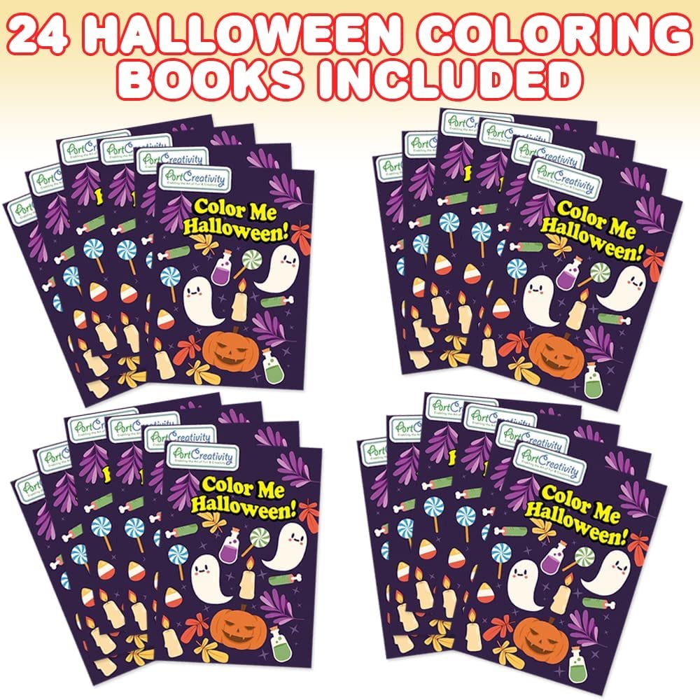 Bulk 24 Pack Halloween Mini Coloring Book Kit, Each Set Includes 1