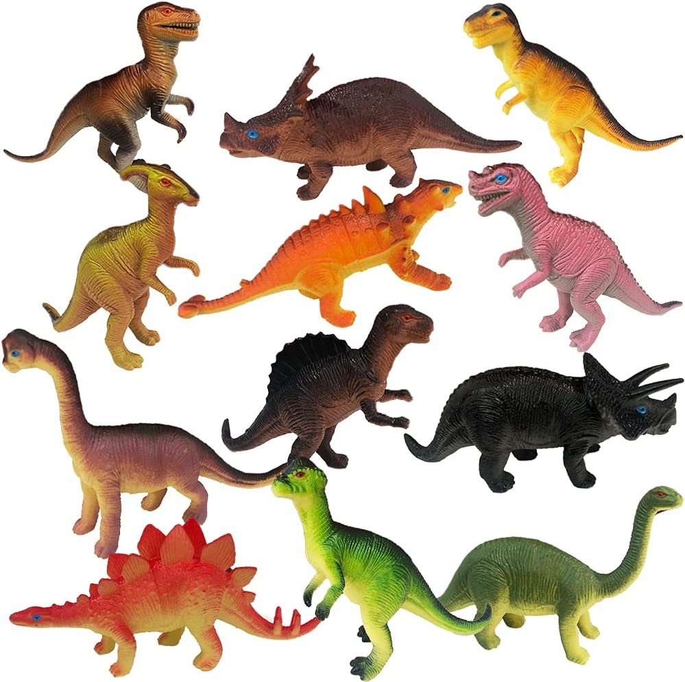 Dinosaur Figures for Kids, Set of 12, Colorful Assorted Designs, Dinosaur Figurines Party Favors, Piñata Fillers, Cake and Cupcake Toppers, Stocking Stuffers, for Boys and Girls