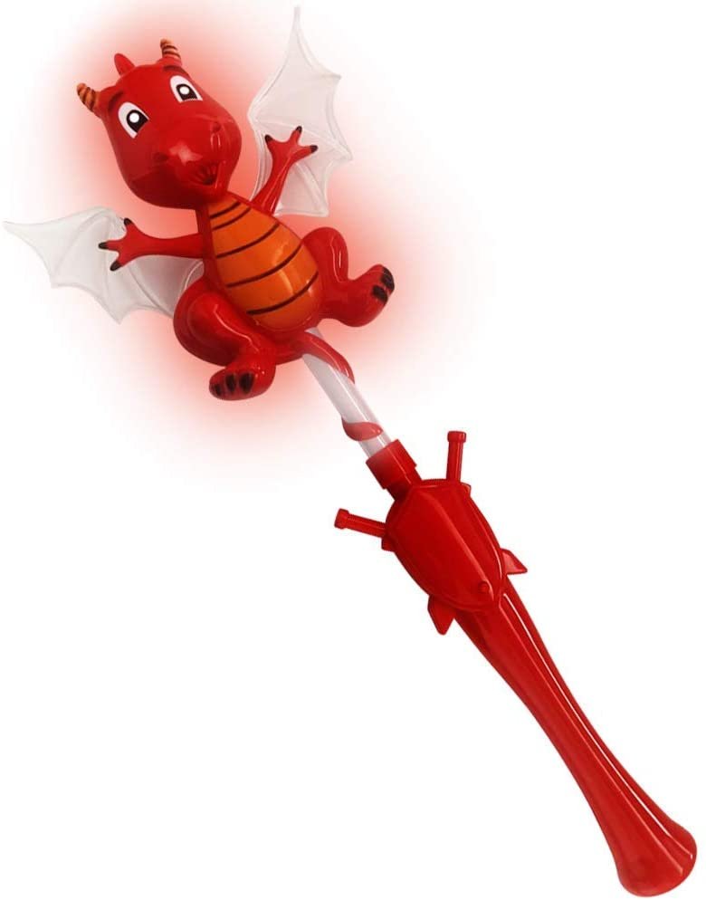 Light Up Dragon Wand, 17.5" Cute Wand with Flashing LED Effect & Magical Sounds, Batteries Included, Fun Pretend Play Prop, Best Birthday Gift, Party Favor for Kids- Colors May Vary