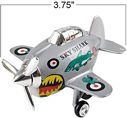 ArtCreativity Diecast Skyshark Planes with Pullback Mechanism, Set of 3, Diecast Metal Jet Plane Toys for Boys, Pull Back Airplane Party Favors, Goodie Bag Fillers for Kids