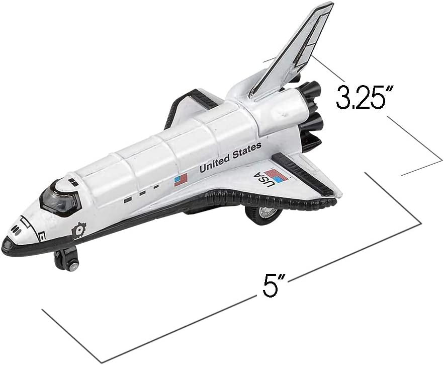 Diecast Space Shuttle with Pullback Mechanism, Set of 2, Diecast Metal NASA Space Toys for Boys, Astronaut Cake Decorations, Astronaut Space Theme Party Favors