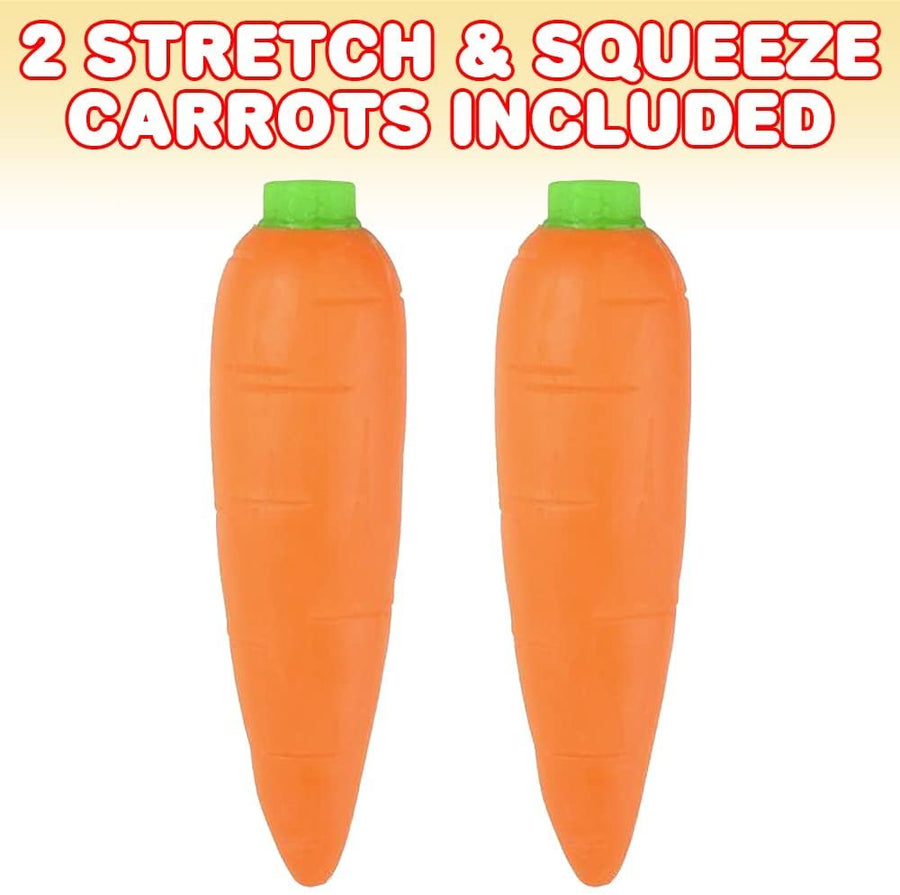 Stretchy Carrot Toys for Kids, Set of 2, Stress Relief Fidget Sensory Toys for Autistic Children, Anxiety, and ADHD, Squeeze Toys Party Favors and Pretend Food Toys, Goodie Bag Fillers