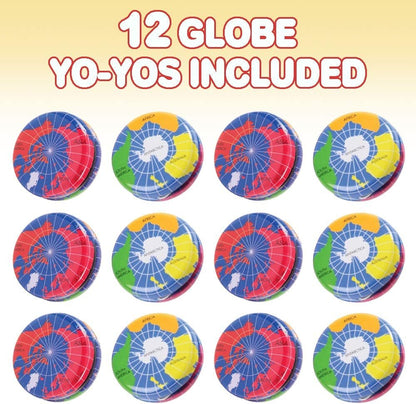 ArtCreativity Metal Globe Yoyos for Kids, Pack of 12, Colorful Earth-Themed Yo-Yo Toys, Birthday Party Favors, Goodie Bag Fillers, Holiday Stocking Stuffers, Classroom Prizes