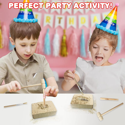 ArtCreativity Dino Teeth Dig and Discover Excavation Kit for Kids, Includes Alberlosaurus and Carcharodolosaurus Toy Fossil Teeth with 2 Digging Tools, Interactive Dinosaur Gifts for Boys and Girls